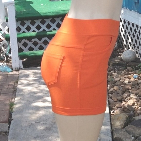 Orange Shorts With Roses - Picture 4 of 6